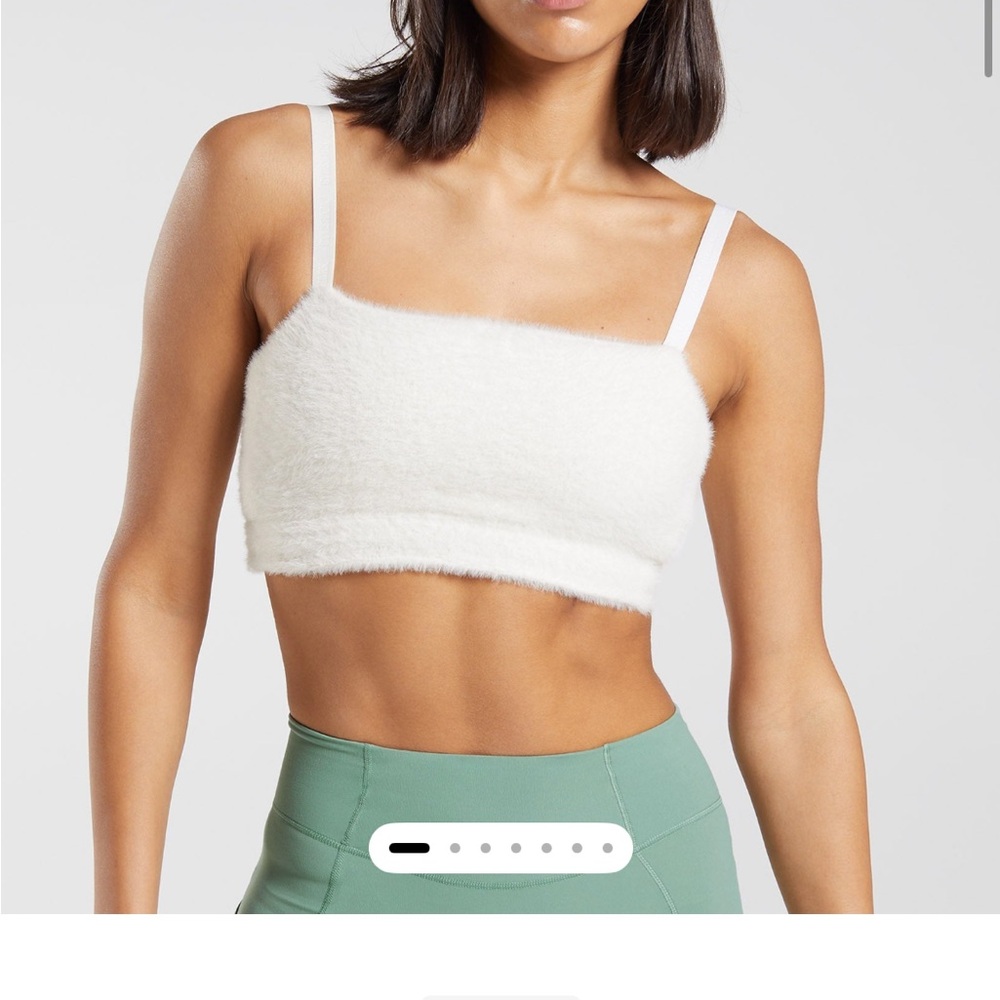 Gymshark Whitney Eyelash Knit Bandeau - White Fuzzy Crop Top